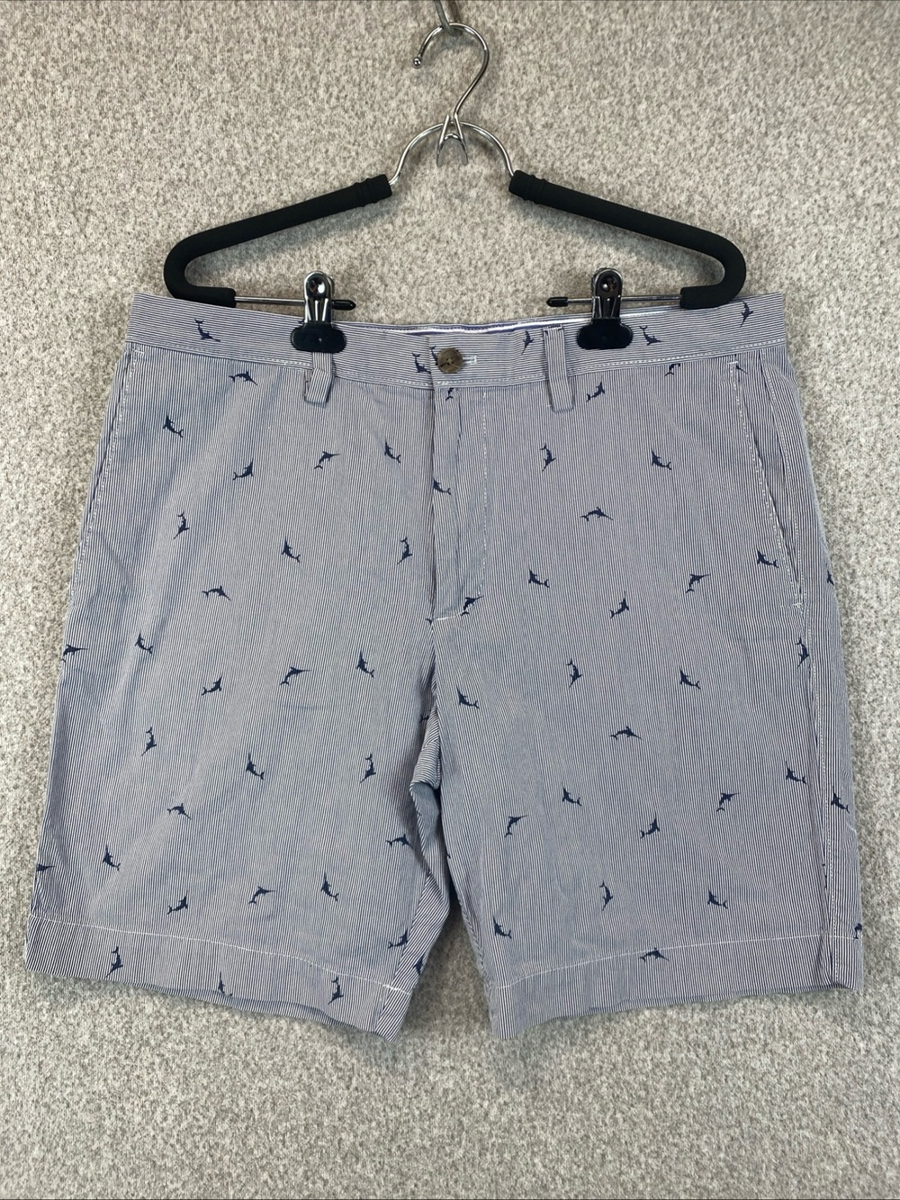 Banana Republic Chino Shorts Mens Size 34 Swordfish Pinstripe Preppy Coastal